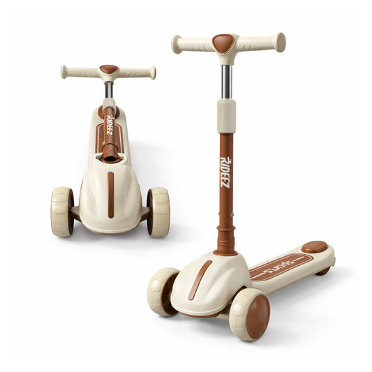 RIDEEZ Scooter Sports para Niños, Scooter Infantil Plegable de 3 Ruedas con Luces, Freno Trasero y Altura Ajustable