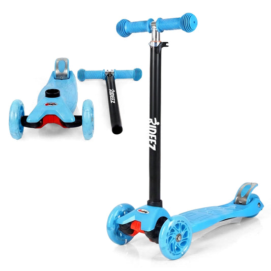 RIDEEZ Scooter Fun Patín del Diablo para Niños 2 a 6 Años - Montable de Aprendizaje y Equilibrio Ajustable de 3 Ruedas con Luces LED, Diseño Ligero y Sistema de Seguridad Antivuelco Soporte 60 kg
