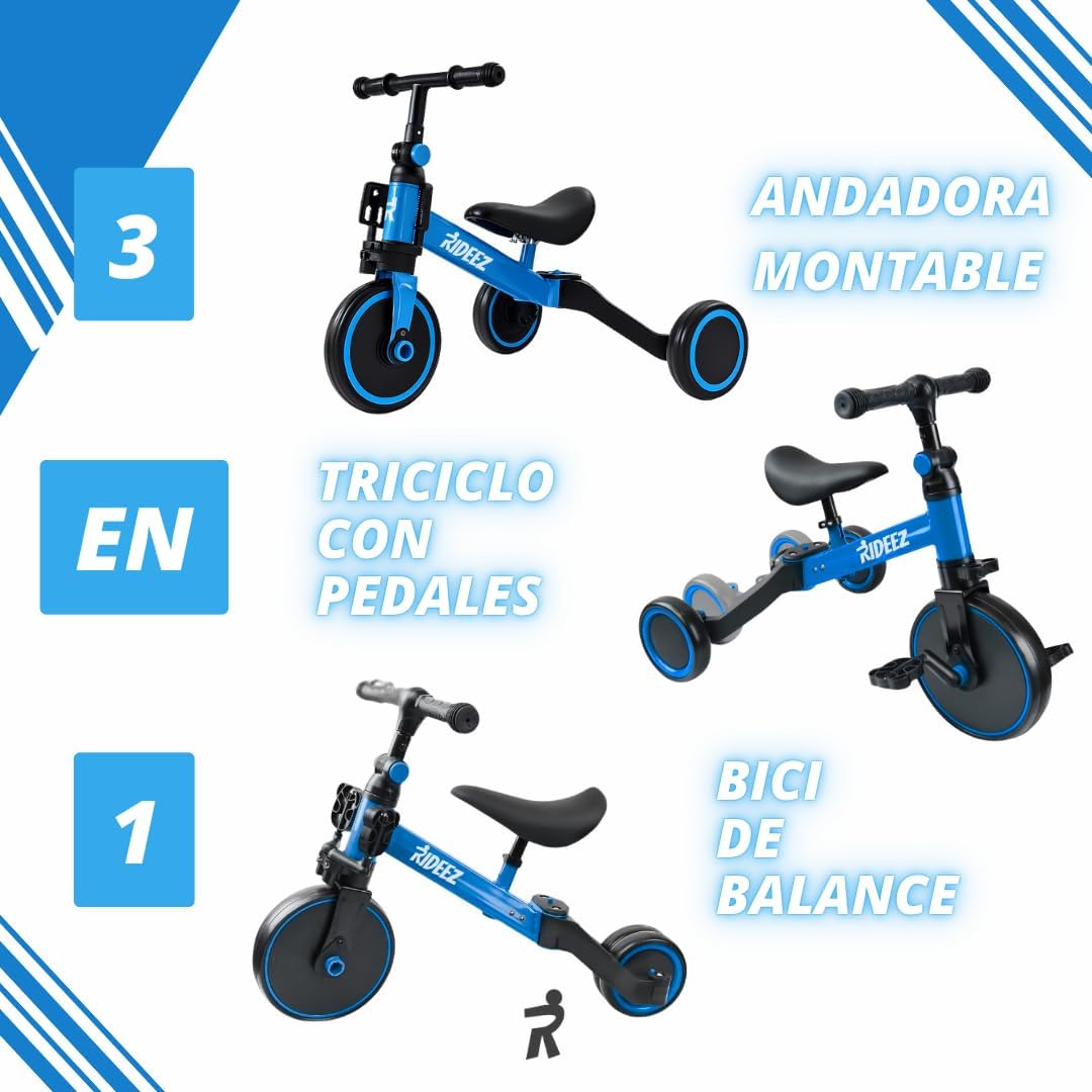 Triciclo 3 en 1 para Niños 1–5 Años | RIDEEZ Oficial | Convertible a Bicicleta de Equilibrio