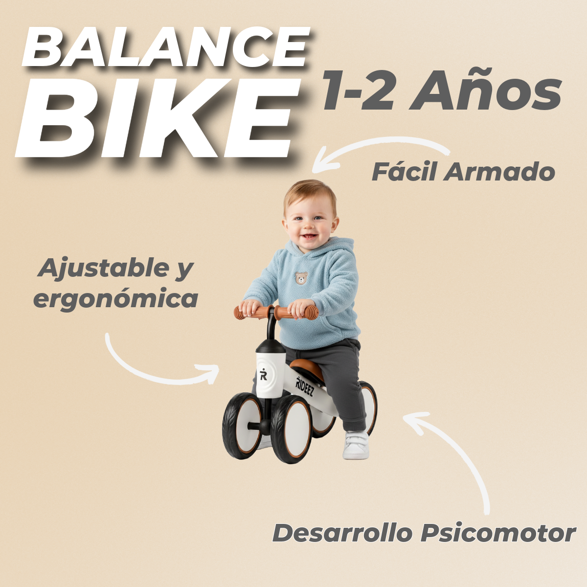 Rideez ONE Premium | Bicicleta de Equilibrio | 1-2 Años y medio